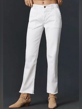 Anthropologie Pilcro The Loni Utility Slim Straight Pants White - Size 28